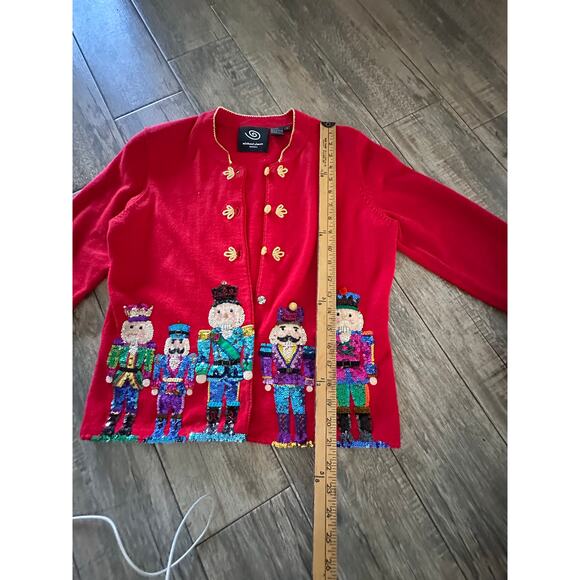 RARE Vintage Michael Simon Women's Red Nutcracker Cardigan Sweater Size Small - Picture 10 of 13